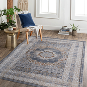 LOOM & LUXE Collection 5X7 Blue/Ivory /Medallion Non-Shedding Living Room Bedroom Dining Home Office Stylish and Stain Resistant Area Rug