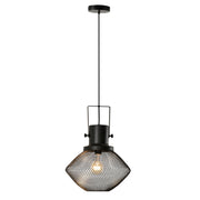 HOMCOM Industrial Pendant Light Fixtures, Black Metal Frame Hanging Ceiling Light for Living Room, Bedroom, Kitchen, Dining Room with Adjustable Hanging Chain, Black