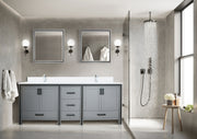 Dark Grey Double Bath Vanity 84 in. W x 22 in. D, with White Quartz Top