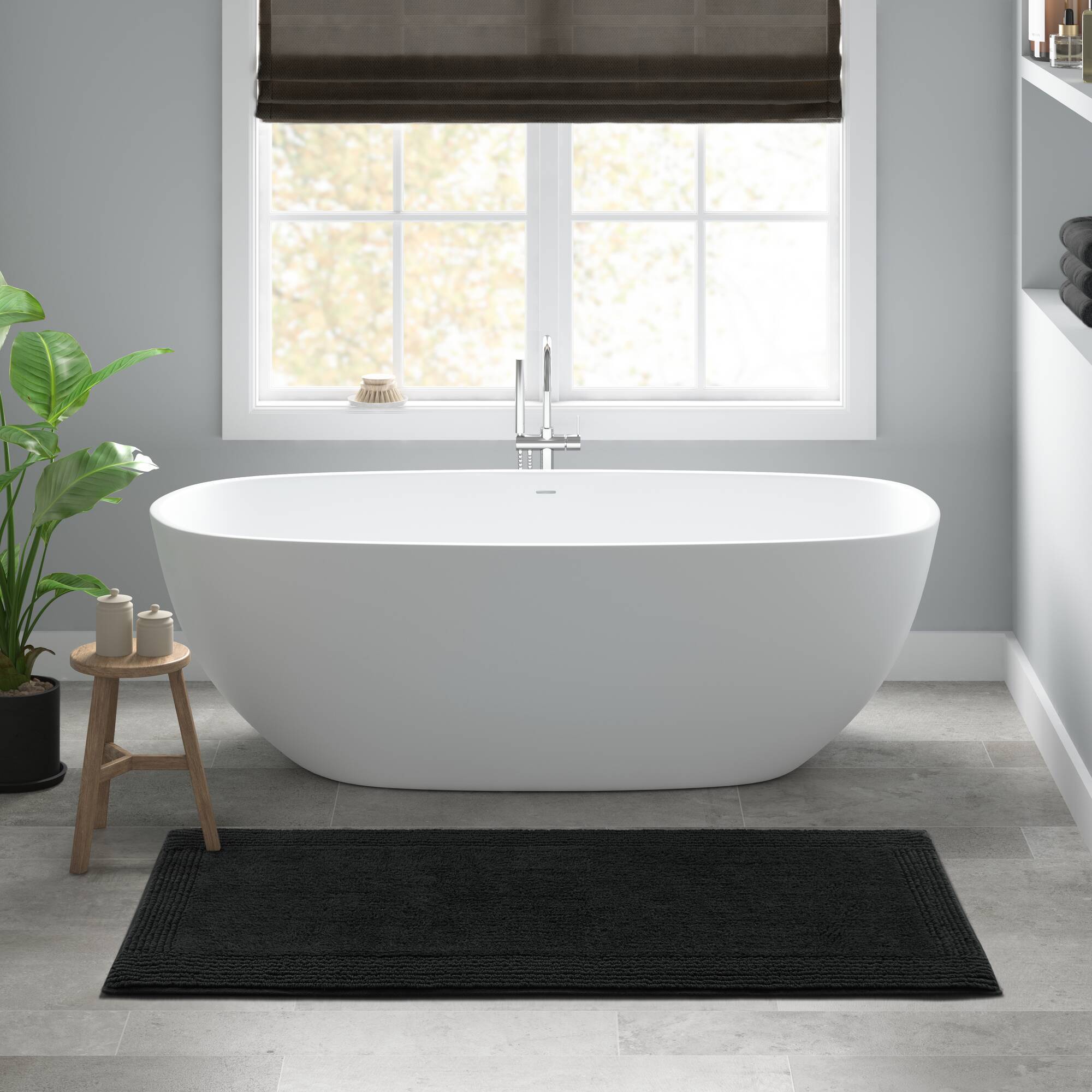 1 PCS 24x60' 100% Cotton Tufted 3000 GSM Reversible Bath Rug Black