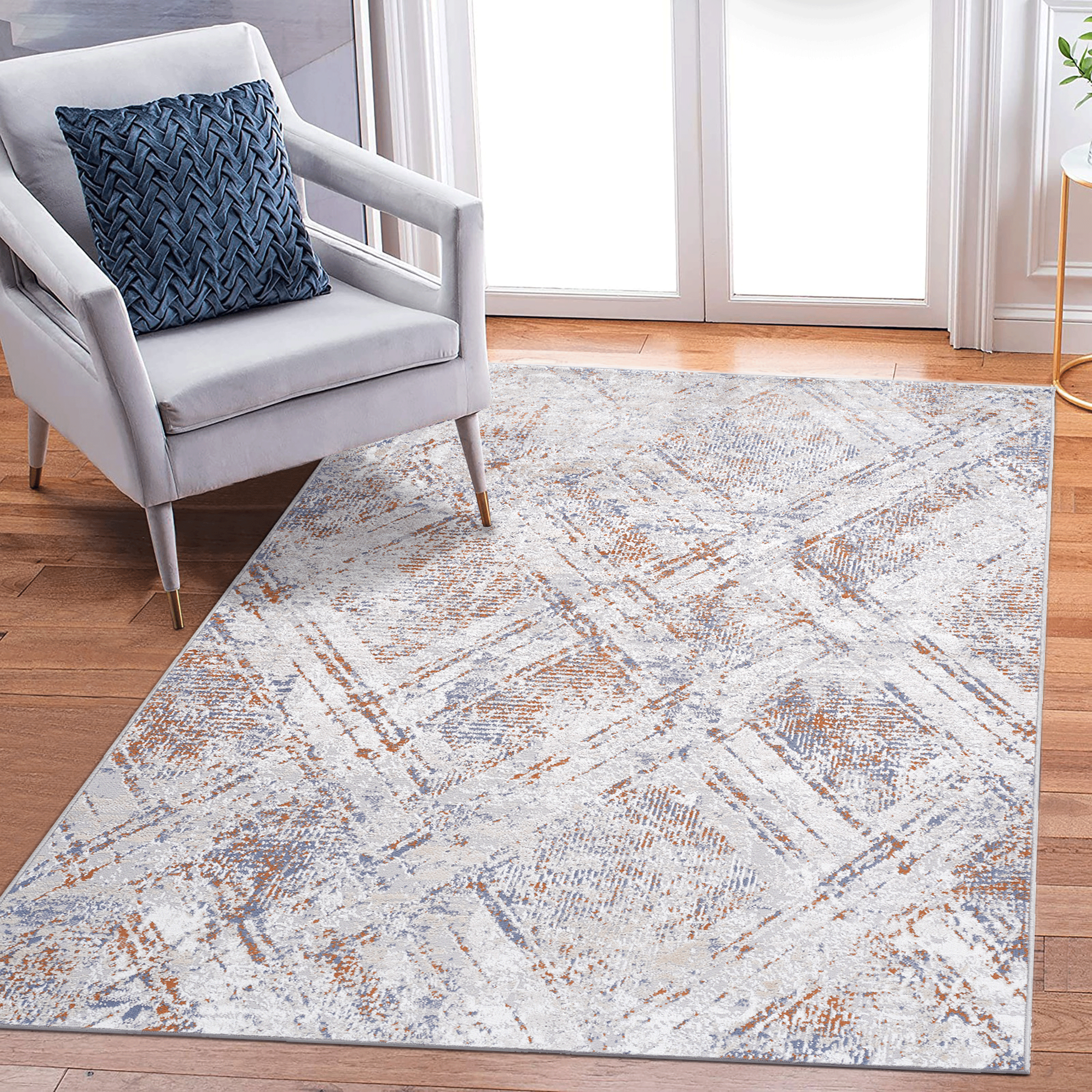 LOOM & LUXE Collection 8X10 Beige /Geometric Non-Shedding Living Room Bedroom Dining Home Office Stylish and Stain Resistant Area Rug