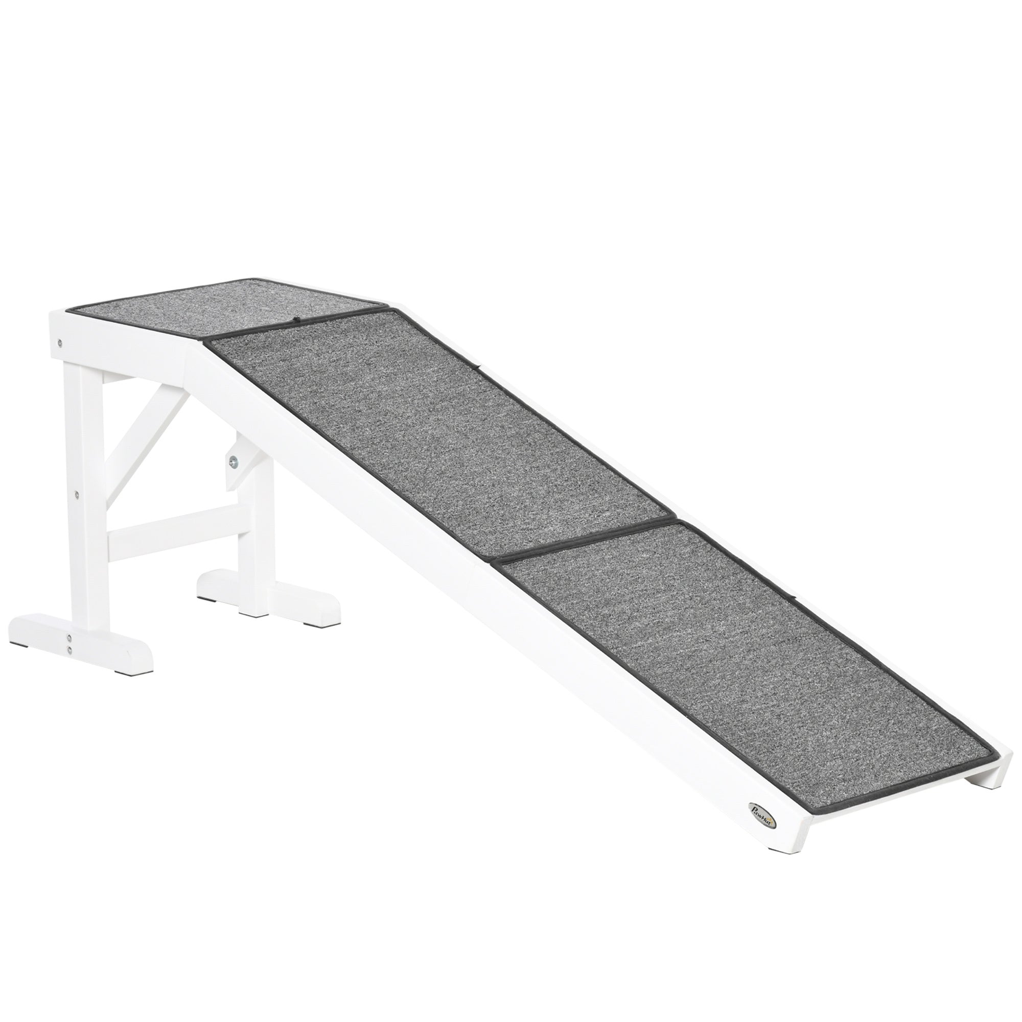 PawHut Dog Ramp for Bed, Pet Ramp for Dogs with Non-Slip Carpet and Top Platform, 60' x 16' x 20', White