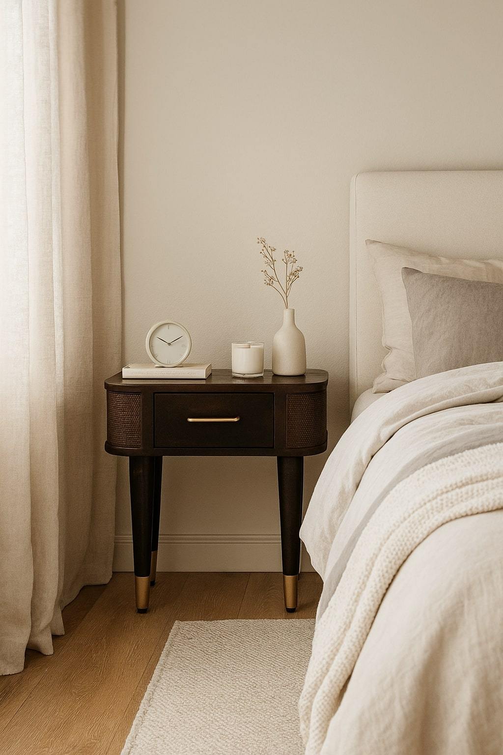 Solid Wood Belmont Bedside,Mocha Tone,1-Drawer