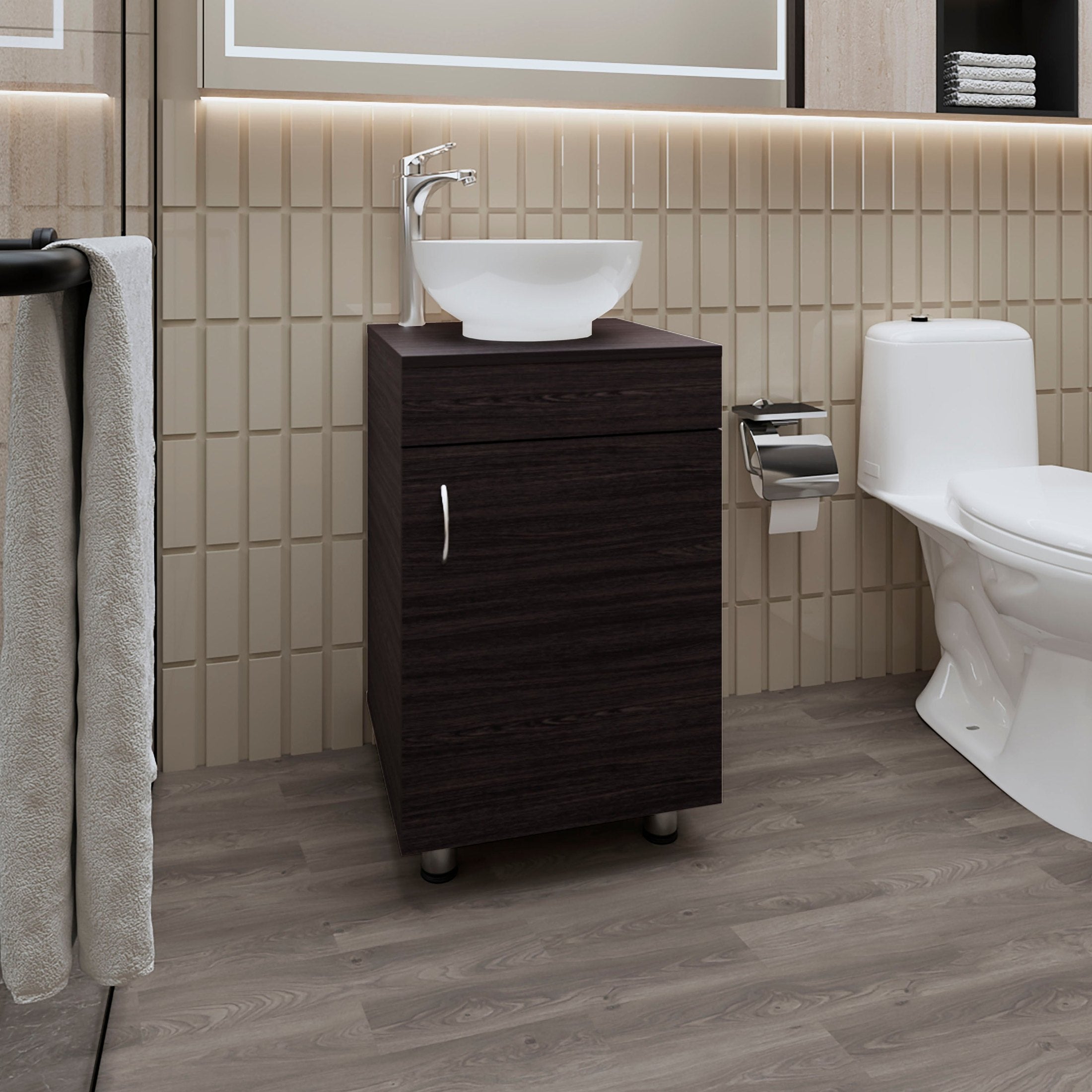 FM FURNITRE Loli Bathroom Vanity with Integrated Sink, Wengee