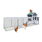122' Large Gray Wood Chicken Coop Hen House Pet Rabbit Hutch Wooden Pet Cage Backyard with Nesting Box