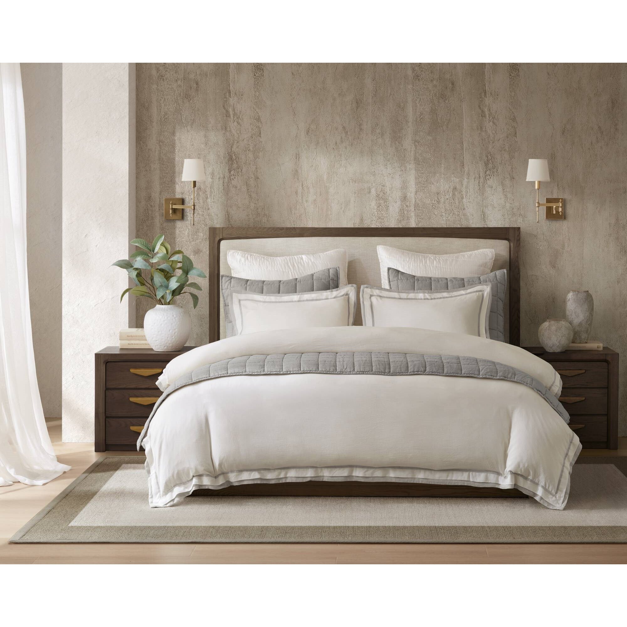 3 Pieces Full/Queen Duvet Cover Set,White+Gray