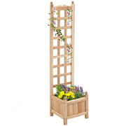 Outsunny Wooden Raised Garden Bed with Trellis, Outdoor Planter Box with Drainage Crevices for Climbing Vine Plants Flowers, 12' x 12' x 49'