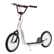 Aosom Youth Scooter Kick Scooter for Kids 5+ with Adjustable Handlebar 16' Front and Rear Dual Brakes Inflatable Wheels, White