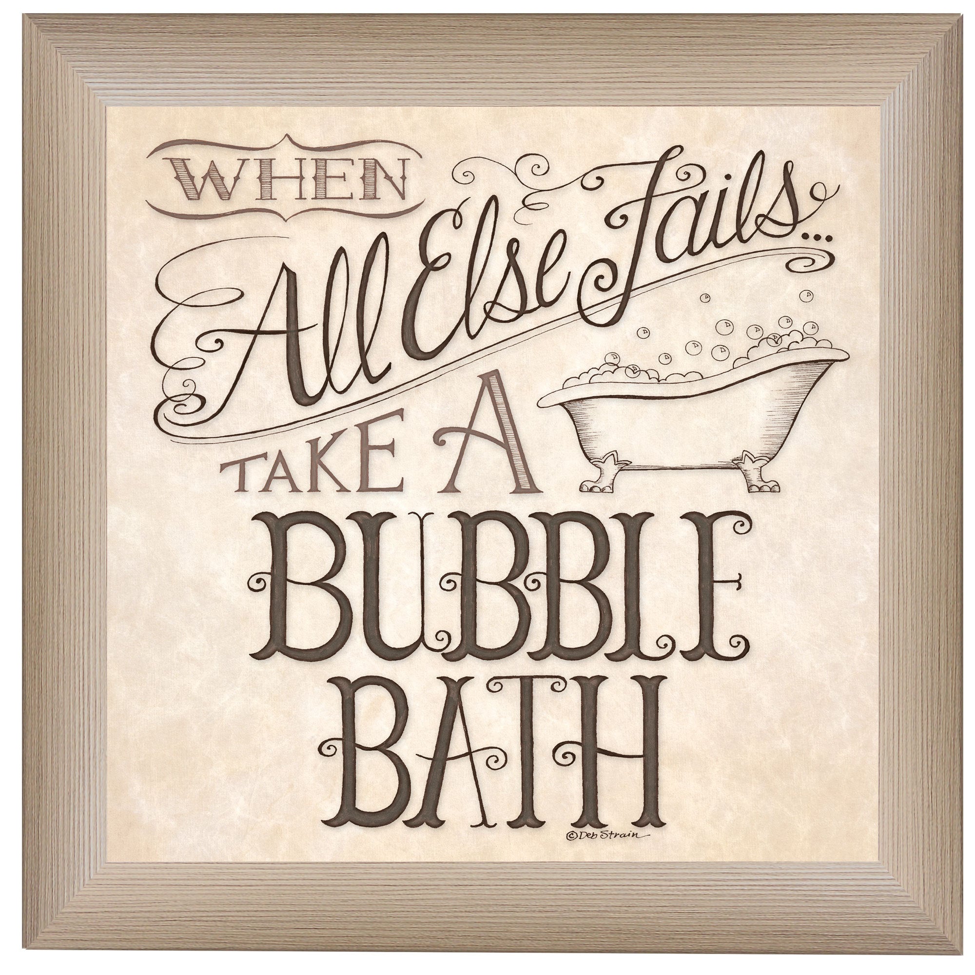 'When All Else Fails' By Deb Strain, Ready to Hang Framed Print, Beige Frame
