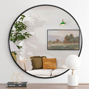 32 Inch Black Metal Framed Round Bathrrom Mirror for Wall.(W2203134044)