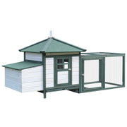 PawHut 77' Wooden Chicken Coop with Nesting Box, Cute Outdoor Hen House with Removable Tray, Ramp Run, for Garden Backyard, Green