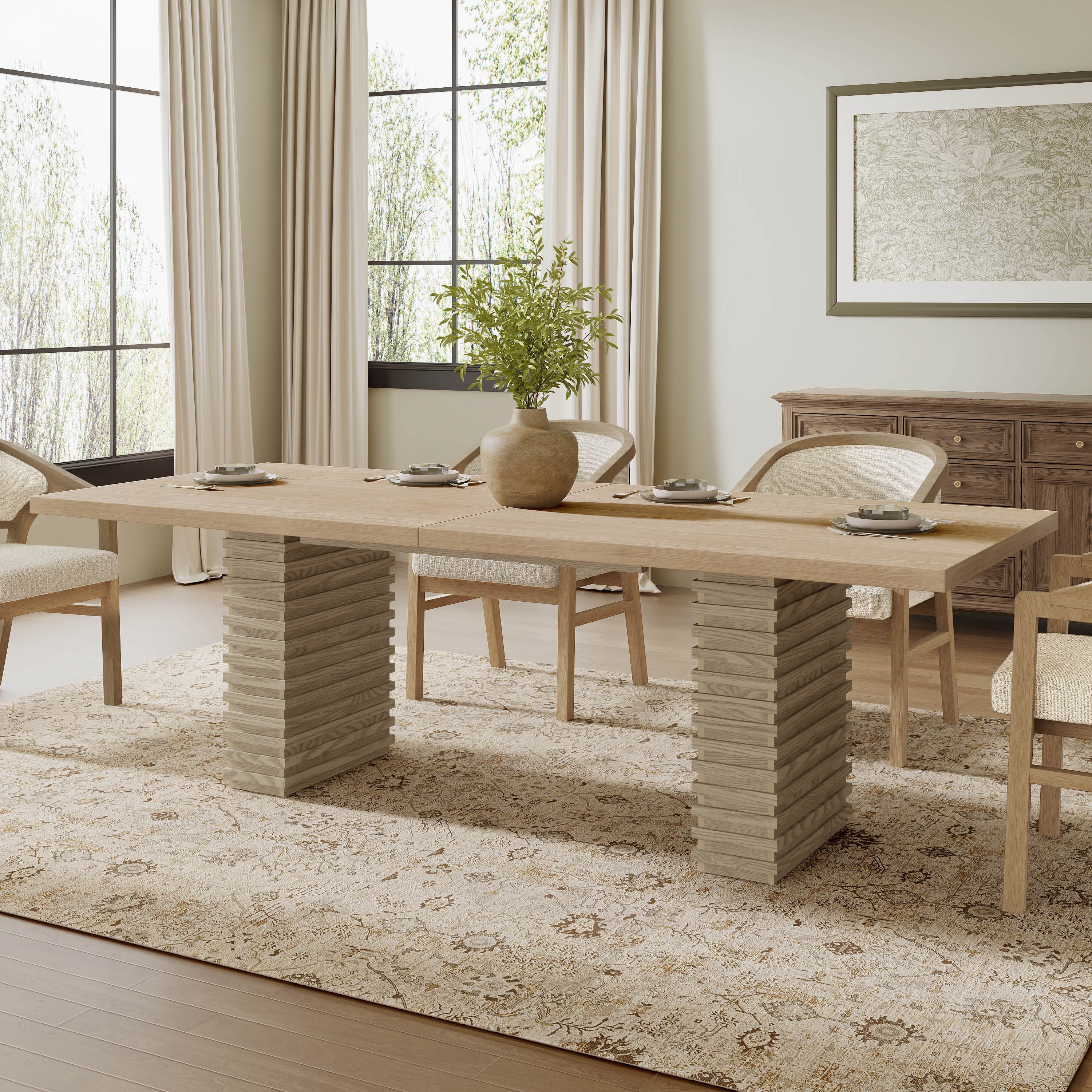 95INCHES DINING TABLE(LIGHT ASH)