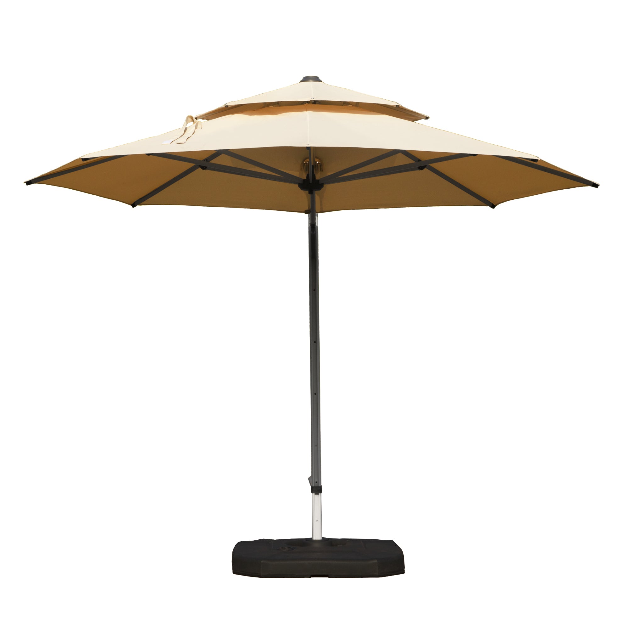Round Cantilever Umbrella with Center Pole, Beige (Base Not Included)