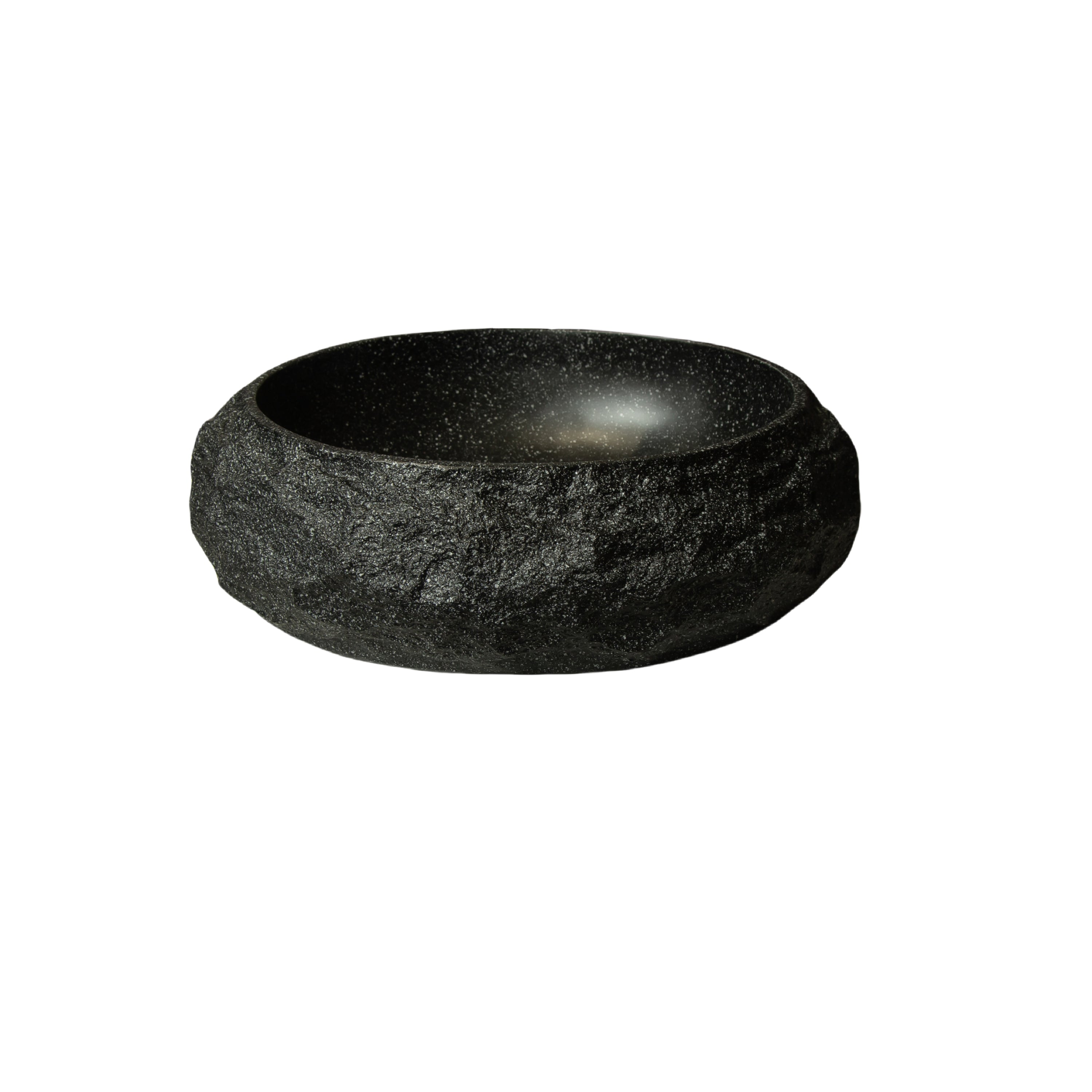 Luna 18'' Bathroom Sink, Irregular Oval Resin Vessel Basin with Stone Pattern, Artistic Style Sink, NO Faucet, Dark Gray