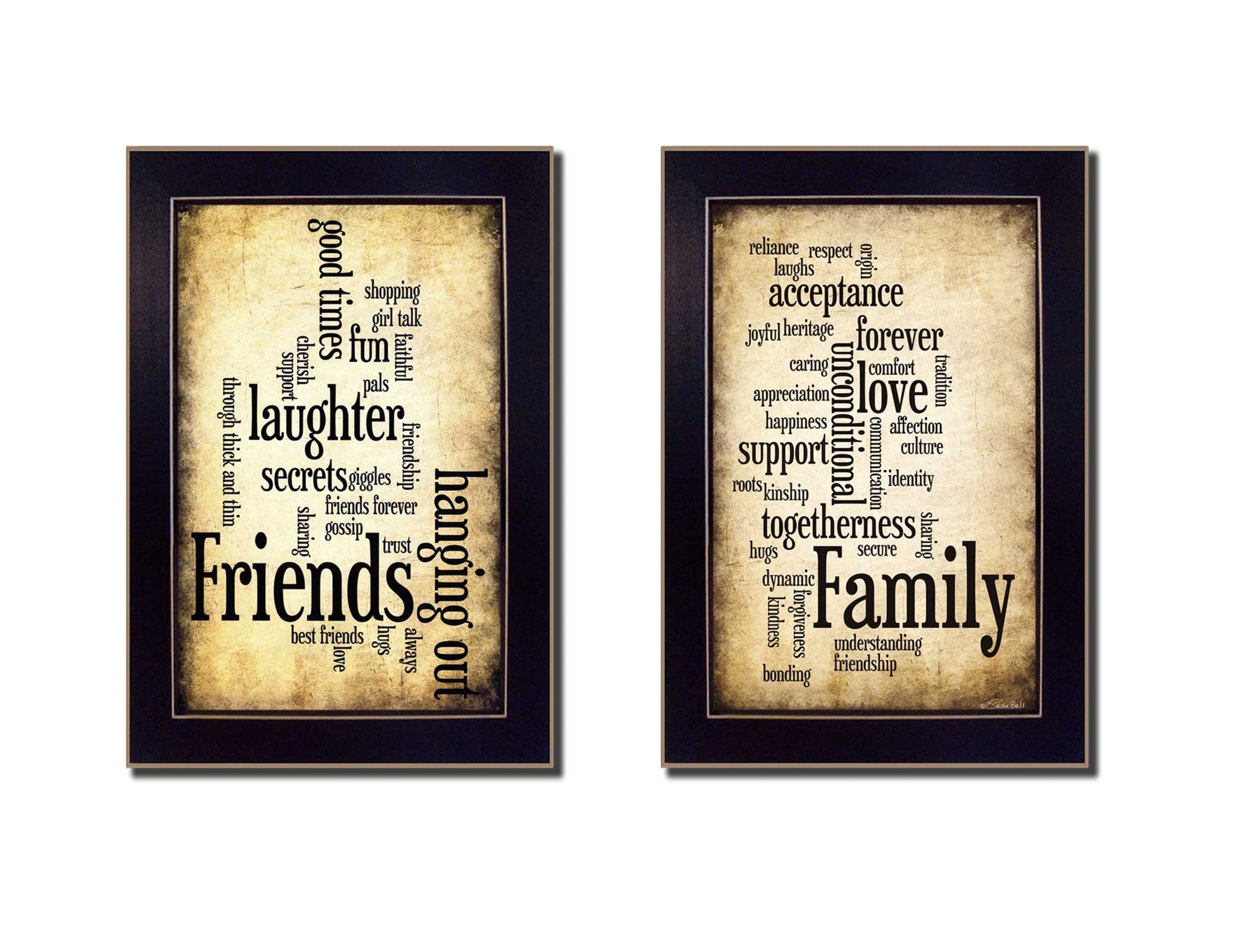 'Friends and Family Collection' 2-Piece Vignette By Susan Ball, Printed Wall Art, Ready To Hang Framed Poster, Black Frame