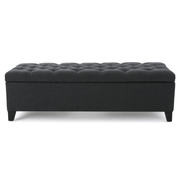 Glouster Contemporary Storage Ottoman V2 with Button-Tufted Diamond Stitching in Dark Gray Fabric