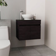 Vessel Sink Vanity Manchester, Two Drawers and Open Shelf, Black