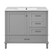 Modern Grey 36-Inch Bathroom Vanity with Solid Pine Frame and Soft Close Storage