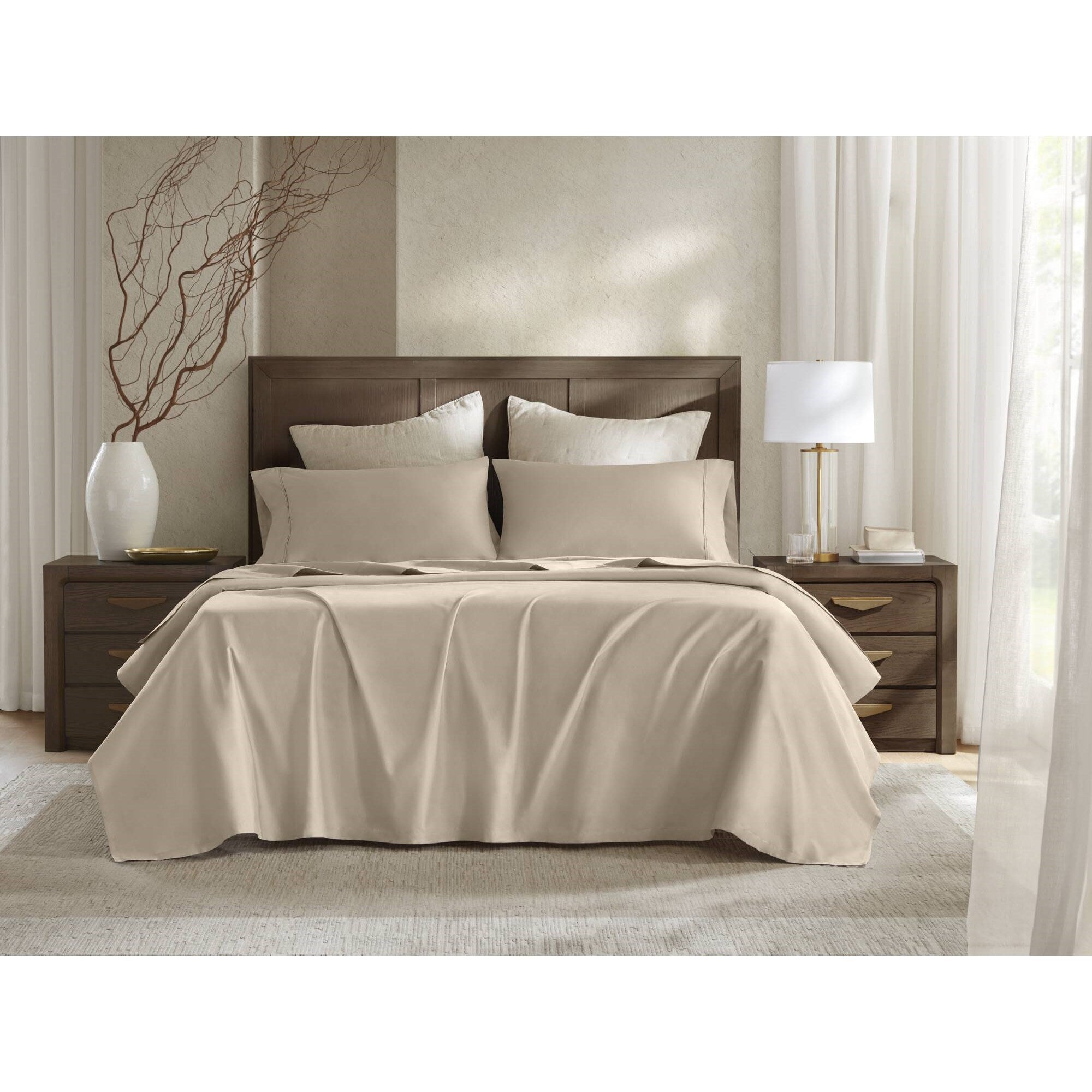 4 Pieces King Sateen Sheet Set,Linen