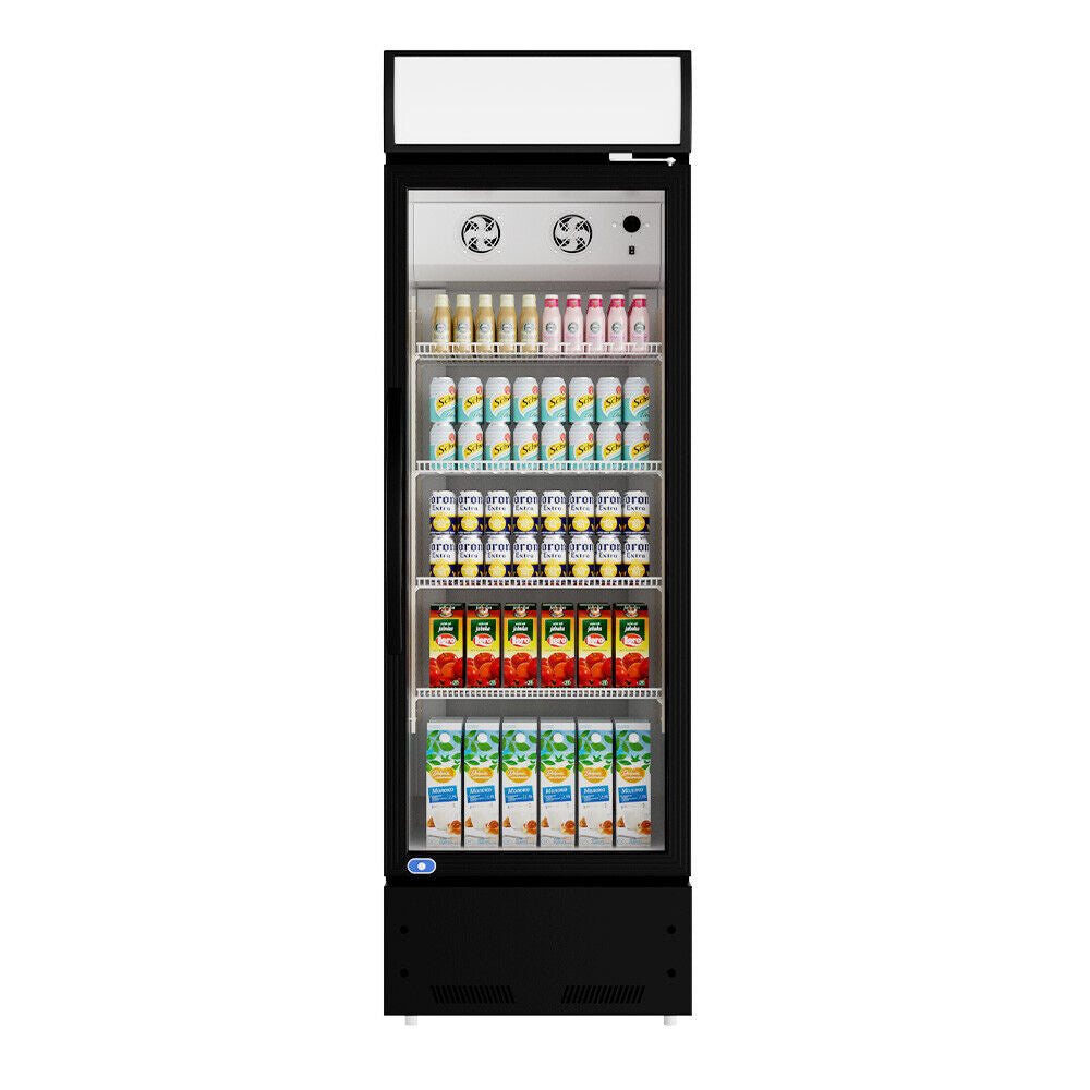 23' Single Glass Door Refrigerator with LED lights inside the catsers ETL/NSF approved