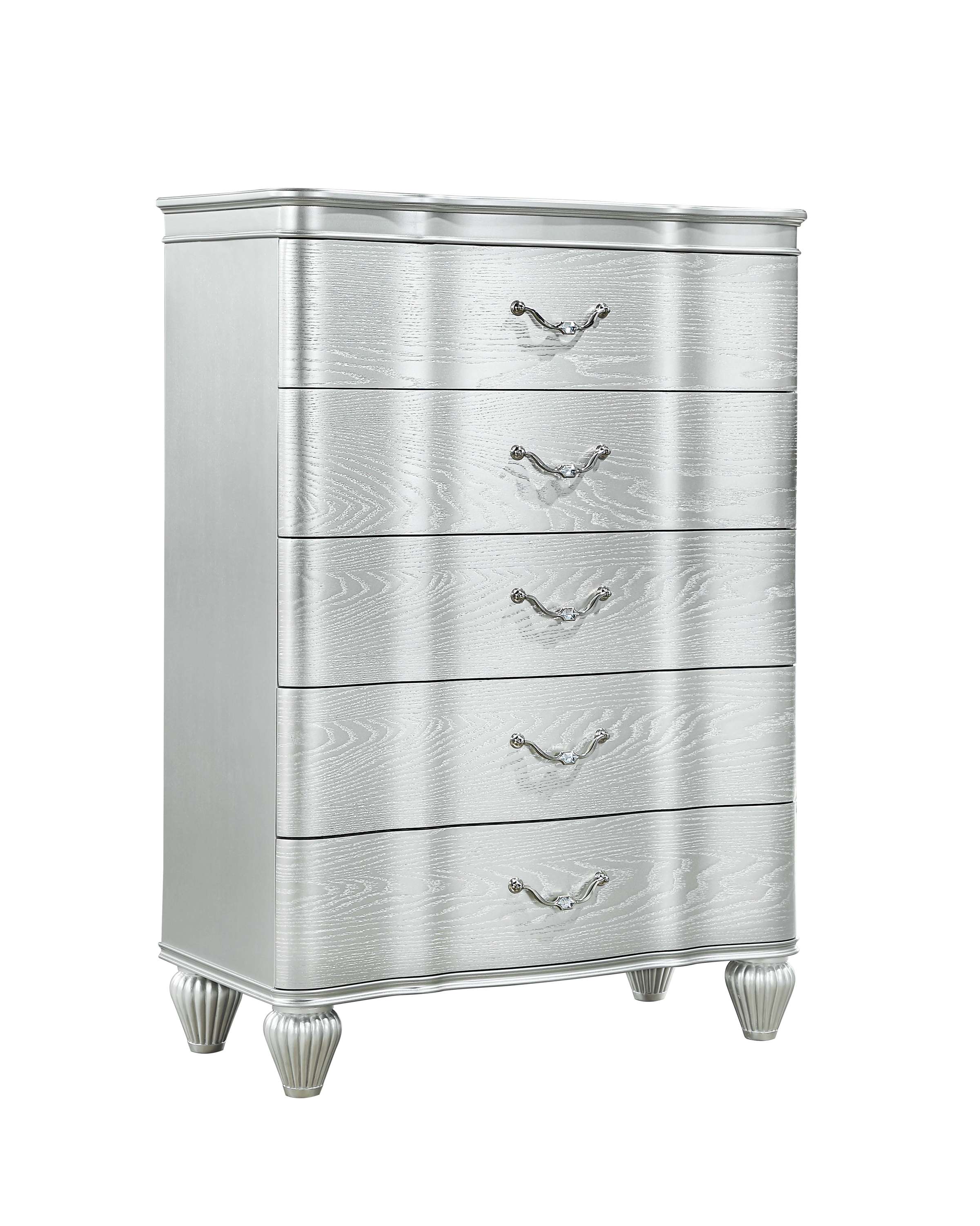Landmark Traditional Style 5-Drawer Chest With metal drawer pulls Made with Wood in Silver same as B009P235328 (CA inventory)