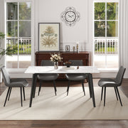 62.99' Modern Artificial Stone White Straight Edge Black Metal Leg Dining Table-Can Accommodate 6 People(Dining Table Only)