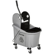 HOMCOM 9.5 Gallon (38 Quart) Mop Bucket with Wringer Cleaning Cart, 4 Moving Wheels, 2 Separate Buckets, & Mop-Handle Holder, Grey
