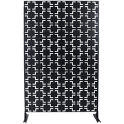Outdoor & Indoor Privacy Screen Metal Privacy Screen 76' H×48' W, Freestanding Decorative Privacy Screen for Deck Balcony Patio, Black, Lightweight
