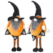 Set of 2, 6.3x4.3x16' Fabric Standing Orange Gnome W/Black Gnome & Holding Banner, for Halloween Decor