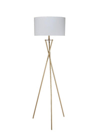 64.5' Tall 'Ester' Mid-Century Metal Floor Lamp, Hourglass Design, Matte Gold