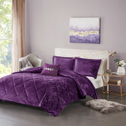 King/Cal King Velvet Comforter Set with Throw Pillow