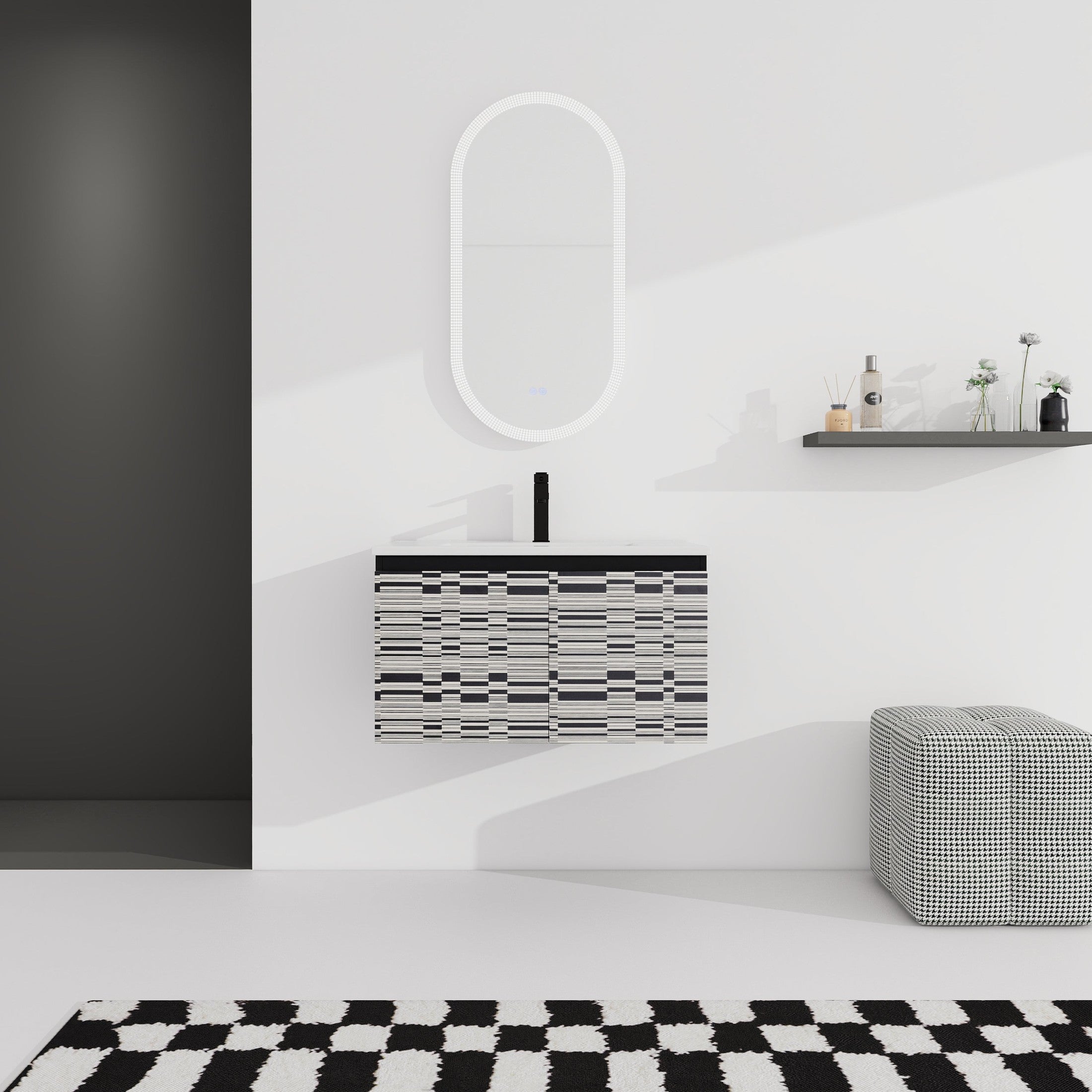 30'' Floating Wall-Mounted Bathroom Vanity With Ceramics Sink & Soft-Close Cabinet Door, KD-Package