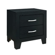 CARLOS Modern Nightstand with Glamour Accents Black Solid Wood MDF 21.65 x 16.22 x 23.62 inches