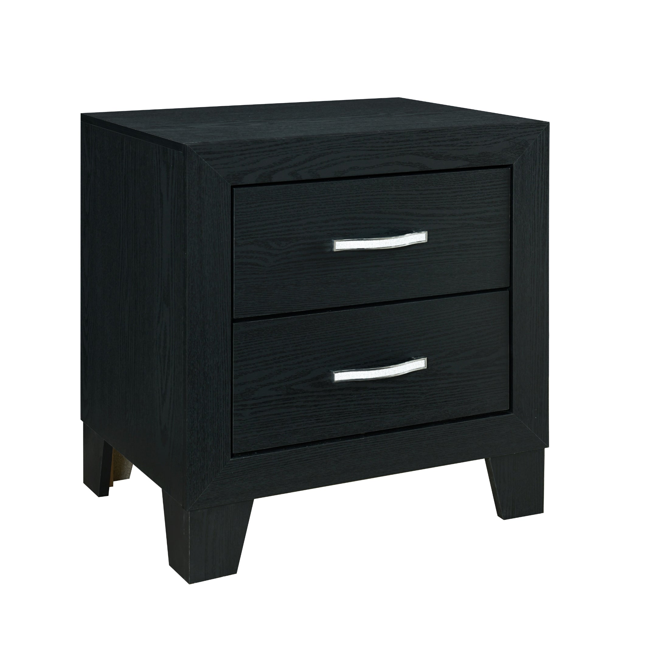 CARLOS Modern Nightstand with Glamour Accents Black Solid Wood MDF 21.65 x 16.22 x 23.62 inches