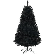 HOMCOM 6ft Tall Artificial Christmas Tree, Unlit Xmas Tree with 1000 Branch Tips, Auto Open, Steel Base, Holiday Décor for Home Office, Black