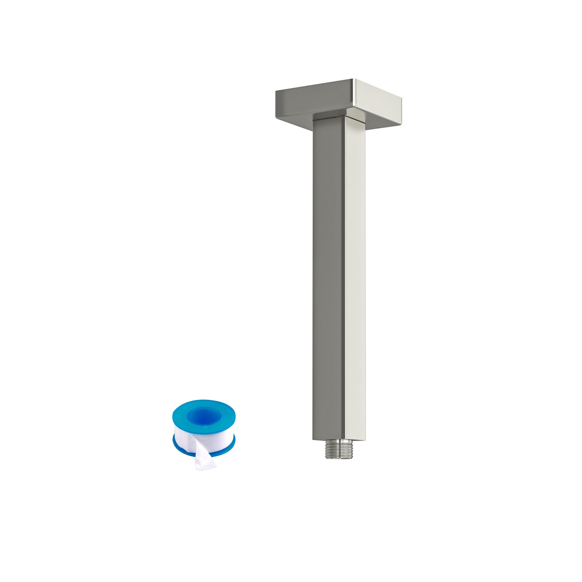 Brushed Nickel 8' Ceiling Mounted Shower Arm with Flange, Stainless Steel