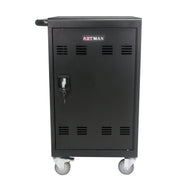 30+2 Bay Mobile School Charging Cart Station for Chromebook, Tablet and Laptop Computer with Power Strip Included - Black
