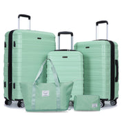 Light Green Expandable Hard PC Luggage Set with TSA Lock and Rotating Wheels for Men and Women