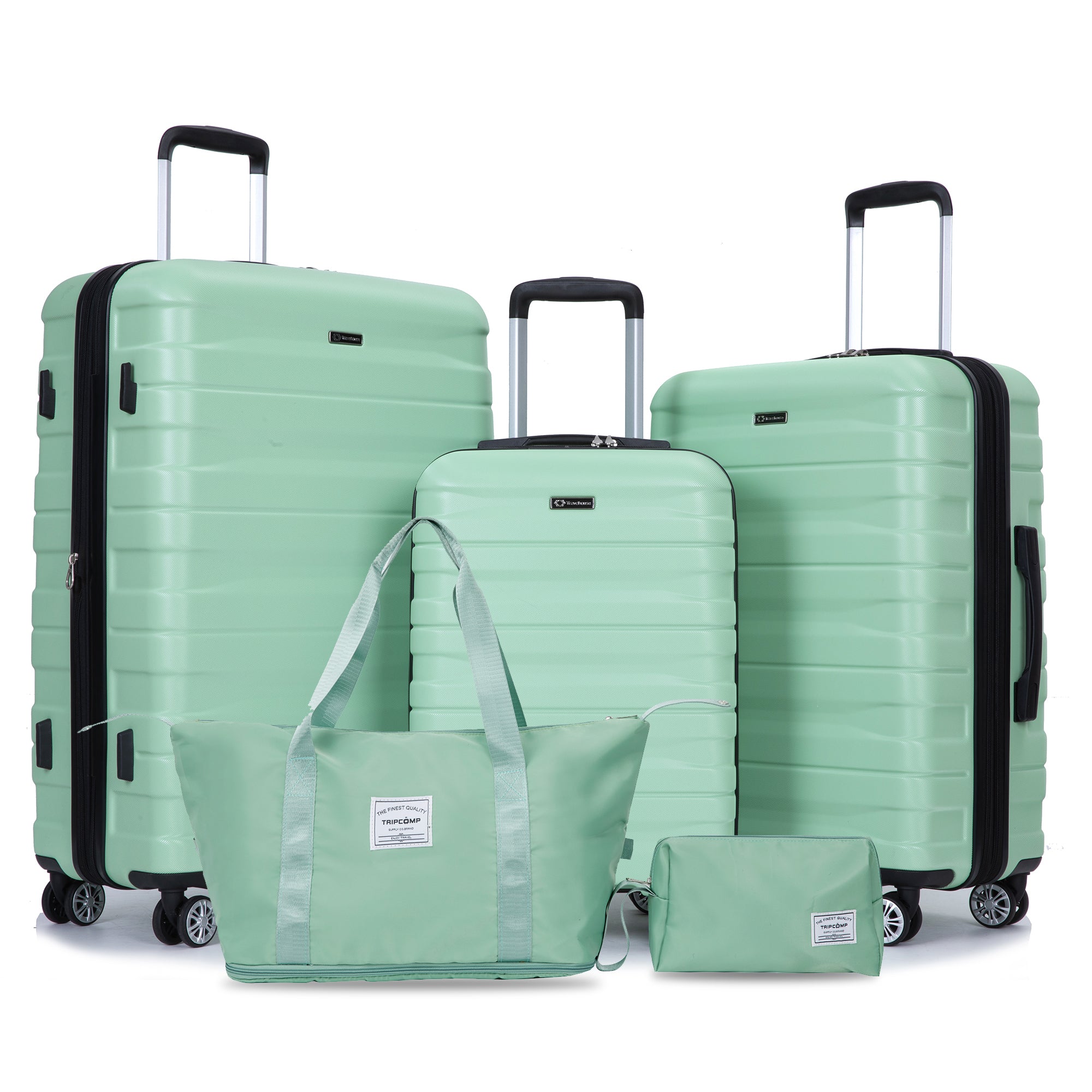 Light Green Expandable Hard PC Luggage Set with TSA Lock and Rotating Wheels for Men and Women