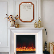 Yellowish Brown Color 24' x 36' Solid Wood Frame Rounded Corner Decorative Mirror, For Bedroom, Bathroom, Living Room, Entryway