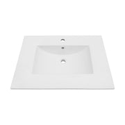 30.2 x 18.5 Inch White Ceramic Rectangular Bathroom Vanity Top – Drop-In Single Sink with Pre-Drilled Faucet Hole & Built-In Overflow, Easy-Clean Glazed Surface