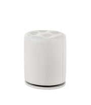 1pc Glam Contemporary Upholstered Round Swivel Vanity Stool Button Tufted Seat White