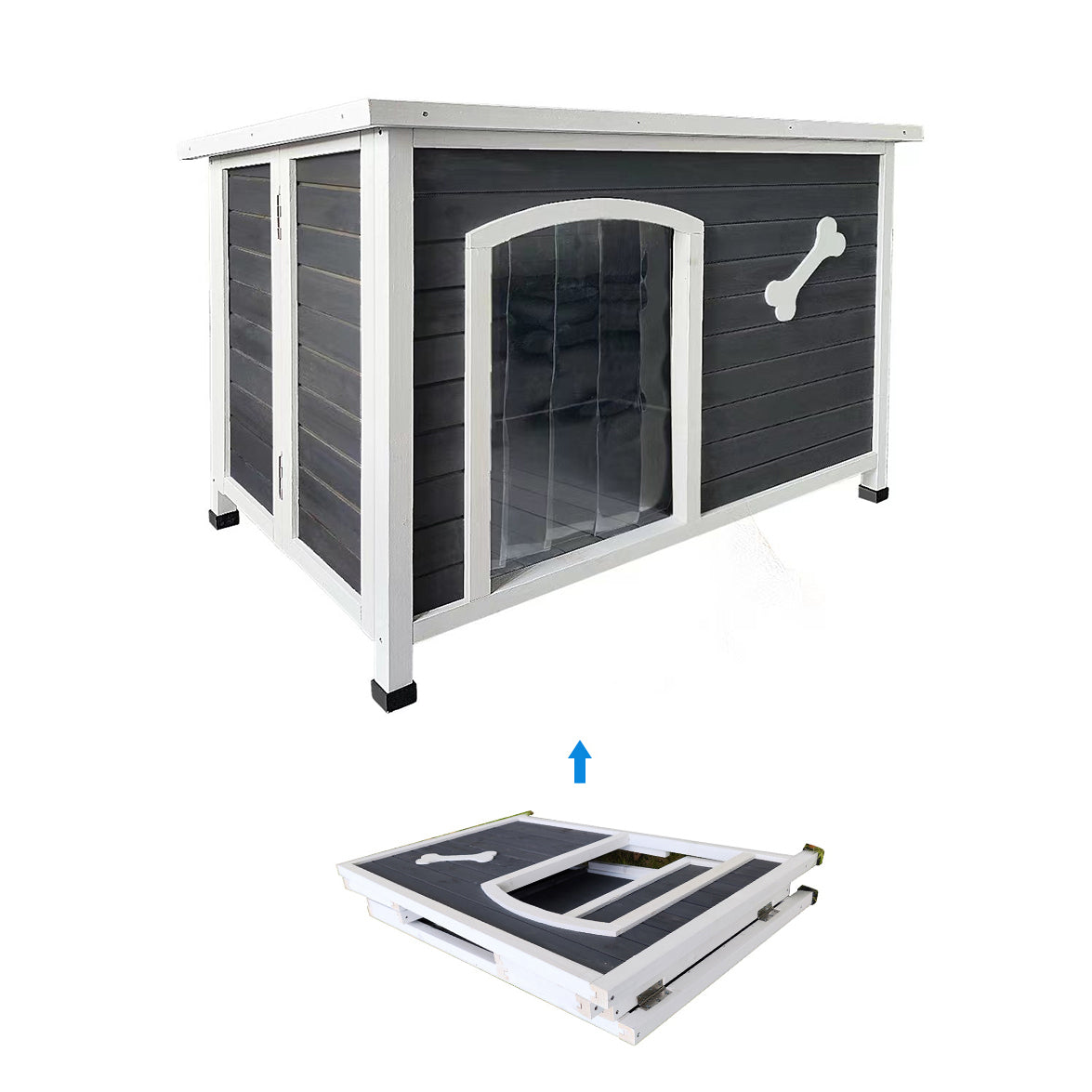 40.55' Wooden Folding Dog House,Outdoor Waterproof Dog Cage,Indoor Solid Wood Outside Dog Shelter Kennel Easy to Assemble