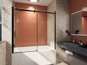 56-60 in. W x 58 in. H Mod Semi-Frameless Sliding Bathtub Door in Matte Black with 5/16 in. (8mm) Clear Glass