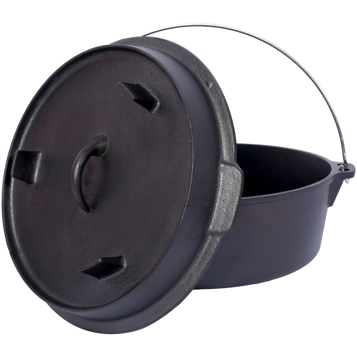 Pre-Seasoned Cast Iron Dutch Oven with Skillet Lid and Iron Pot Rack, 4.5 Quart, Black