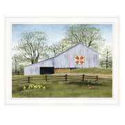 'Tulip Quilt Block Barn' by Billy Jacobs, Ready to Hang Framed Print, White Frame