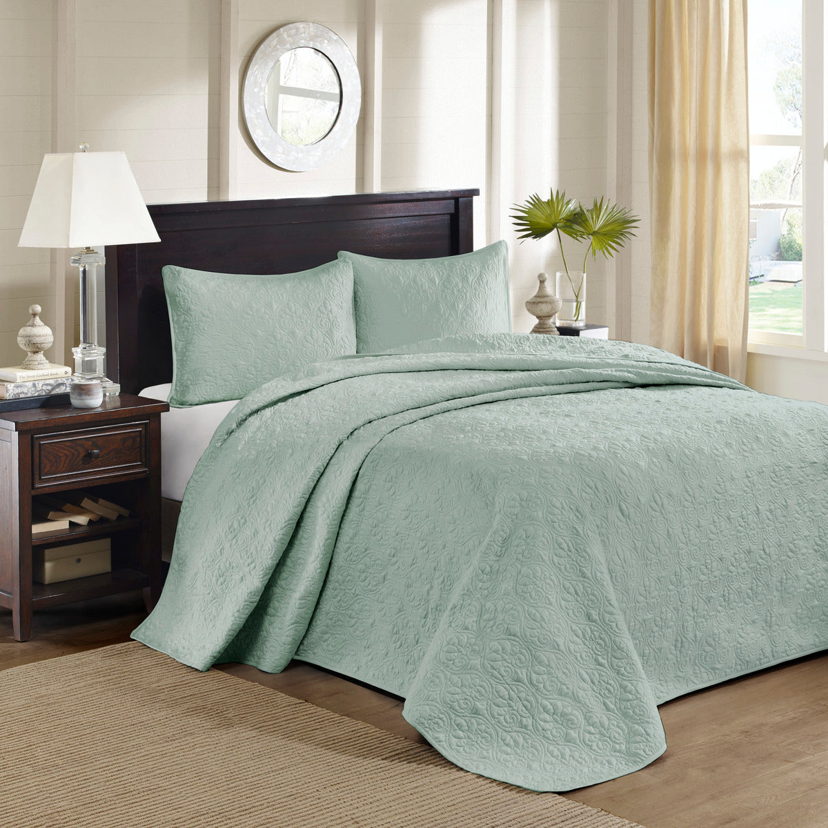 Reversible Bedspread Set Seafoam Full