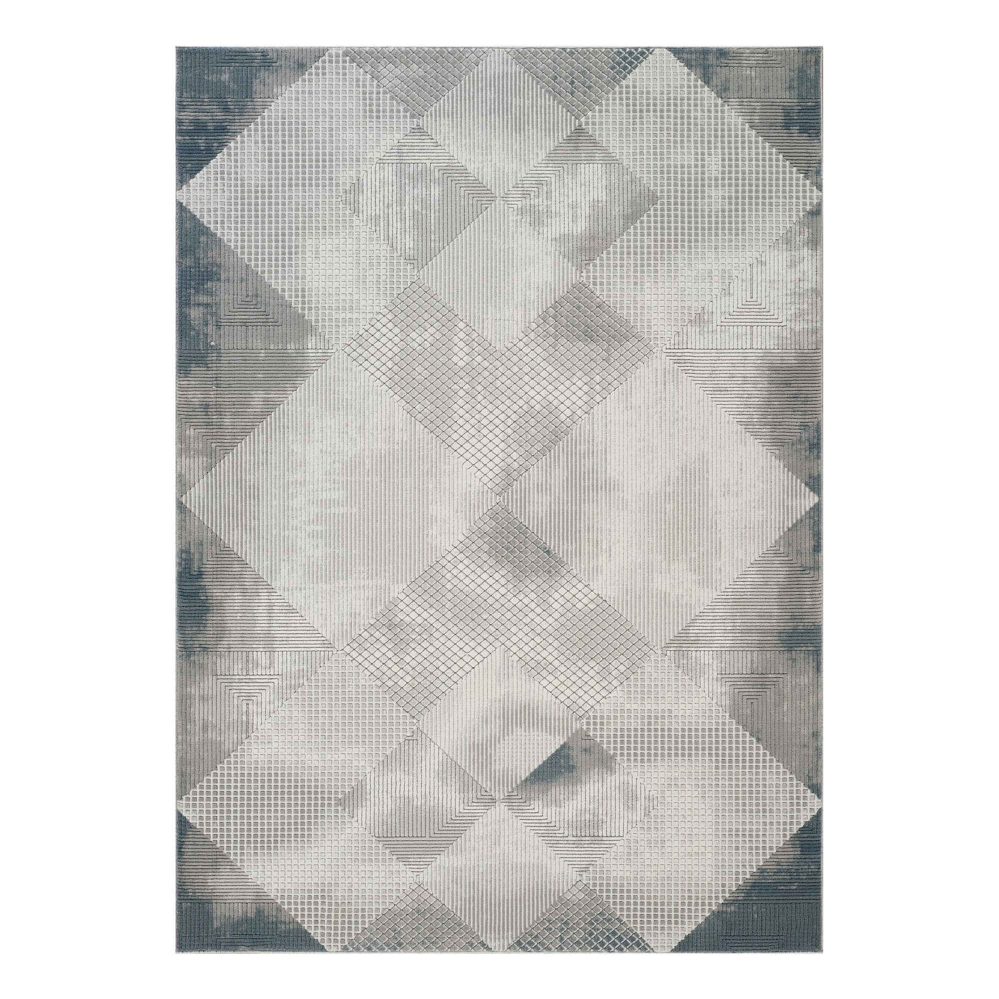 Geometrix GC_DIM1009 Gray 7 ft. 10 in. x 10 ft. 6 in. Contemporary Area Rug with Geometric 3D Effect
