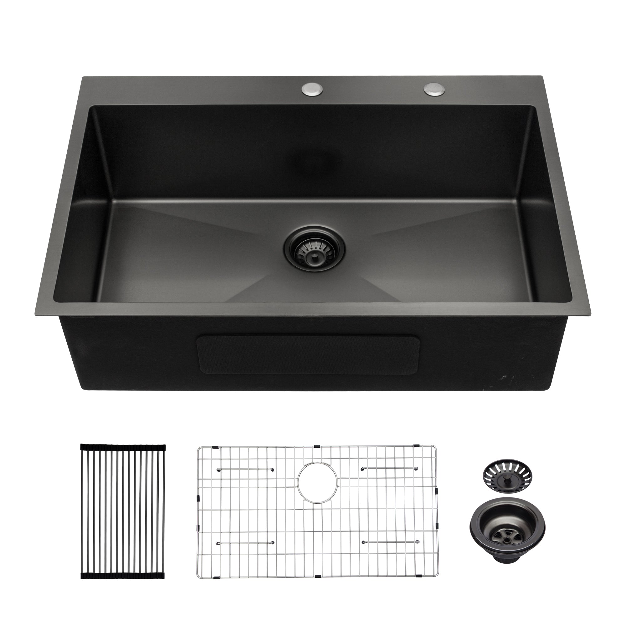 Gunmetal Black 30' Single Bowl Topmount Kitchen Sink 16 Gauge Stainless Steel 30x22 Inch