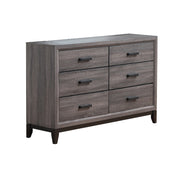 Rustic Transitional Style Mirage Grey Dresser with Dark Grey Foil Finish and Black Hardware